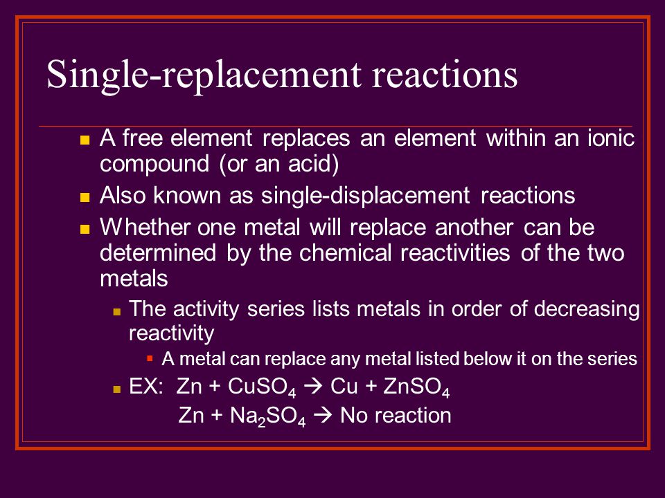 Single-replacement reactions
