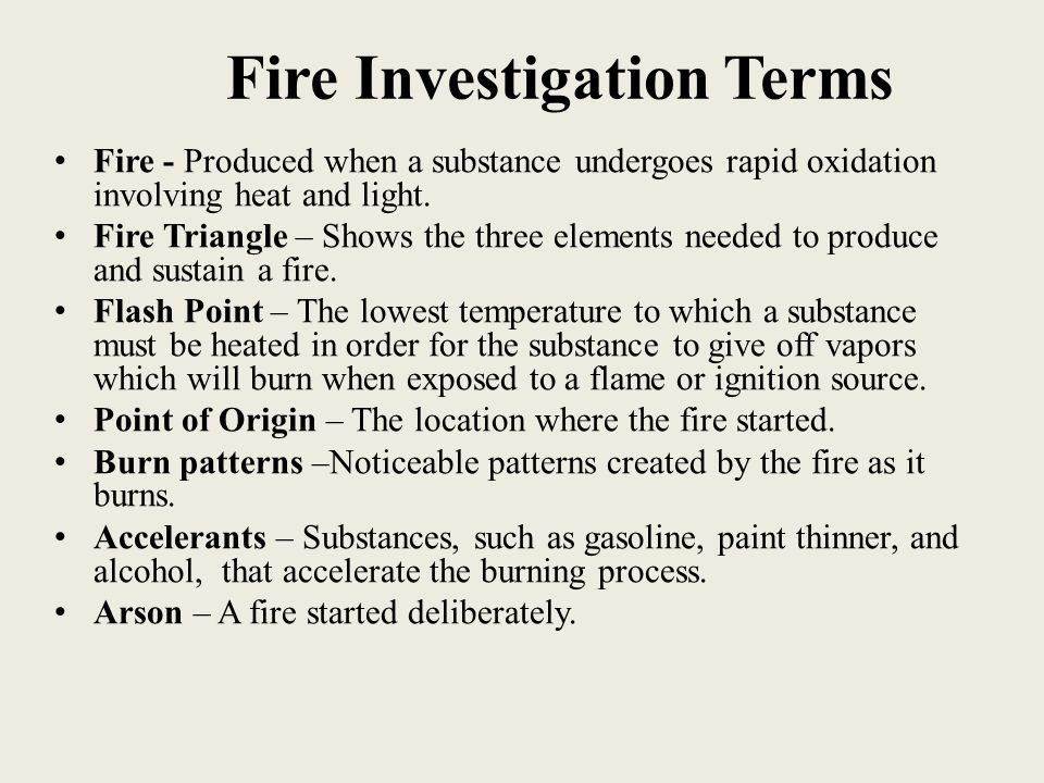 Fire Investigation Terms