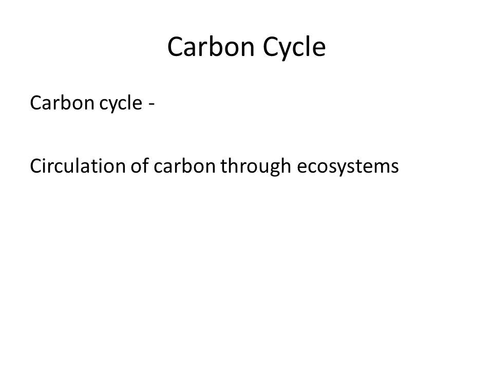 Carbon Cycle Carbon cycle - Circulation of carbon through ecosystems