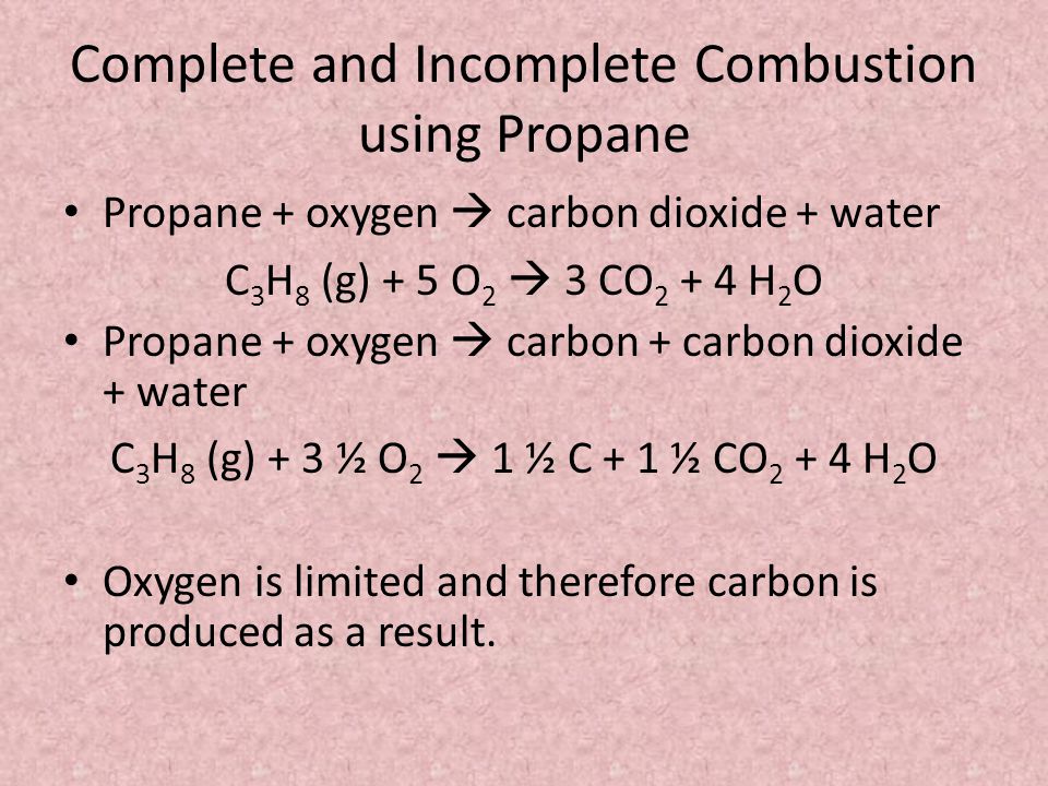 Complete and Incomplete Combustion using Propane