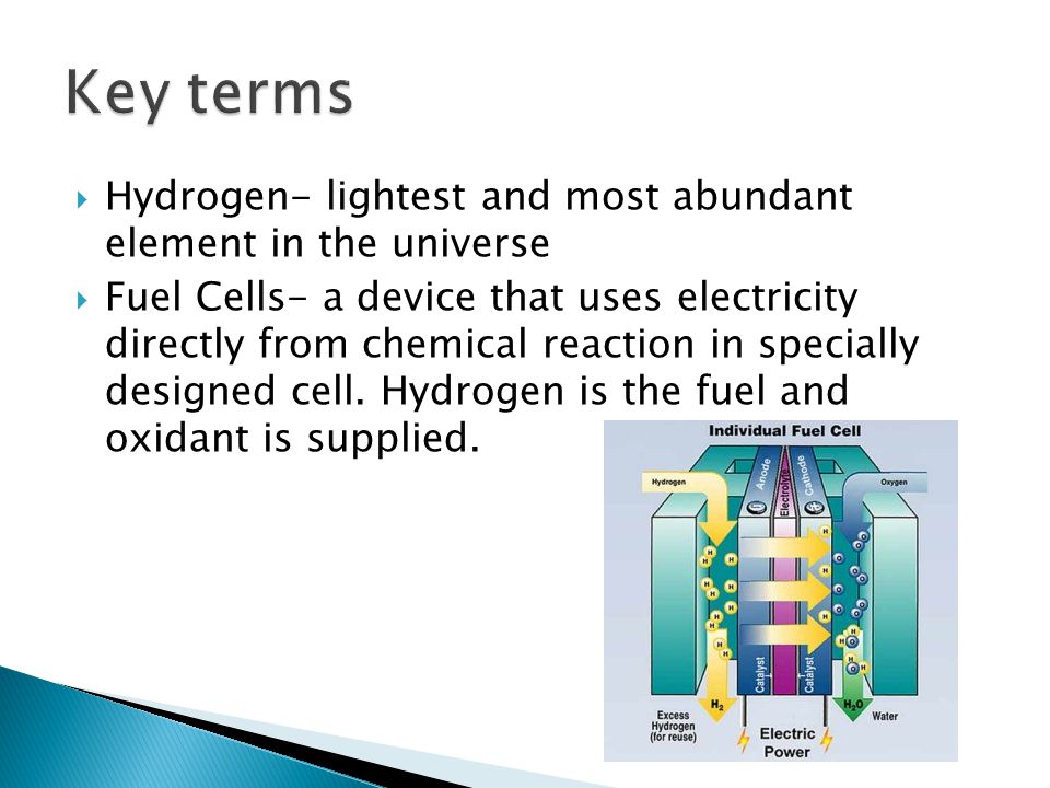 Key terms Hydrogen- lightest and most abundant element in the universe