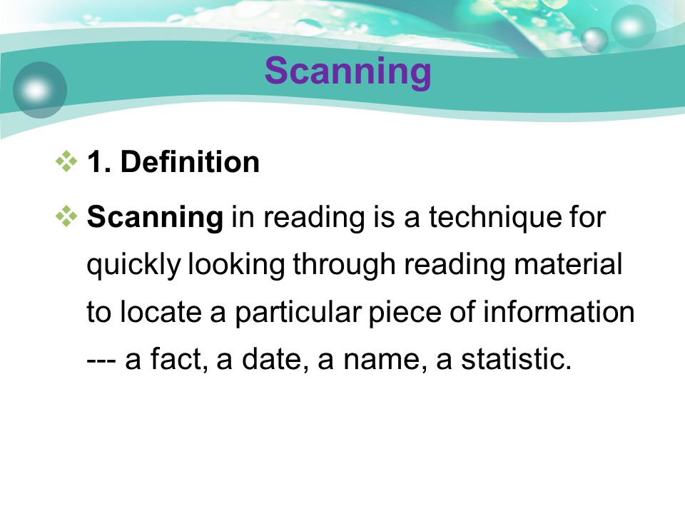 Scanning 1. Definition.