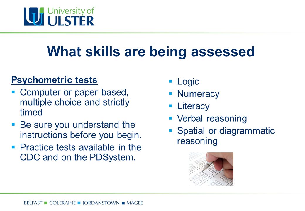 What skills are being assessed