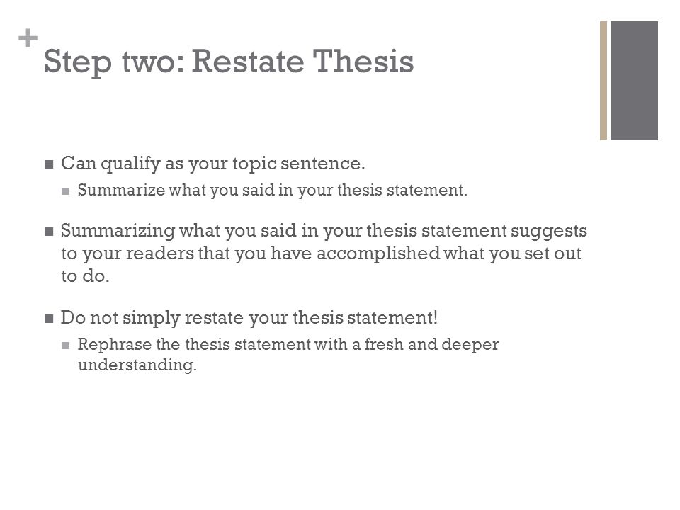 Step two: Restate Thesis
