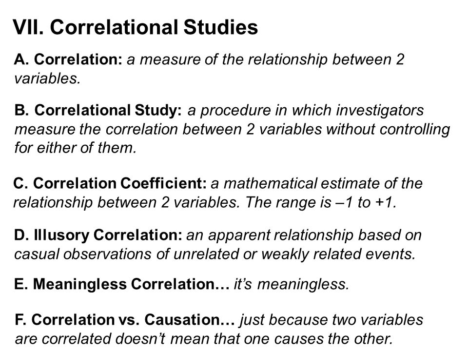 VII. Correlational Studies