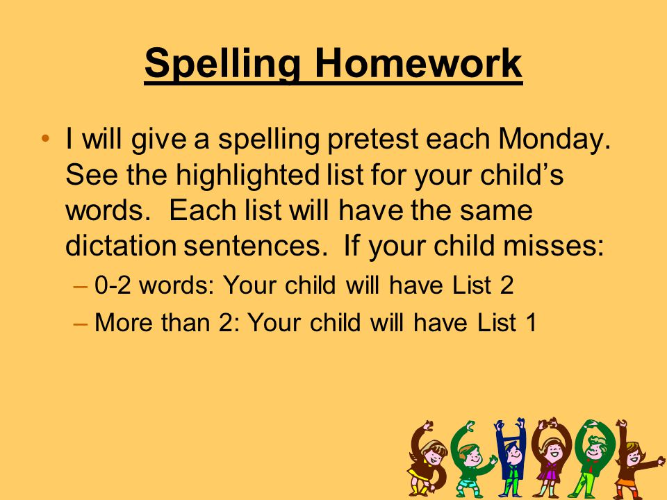 Spelling Homework
