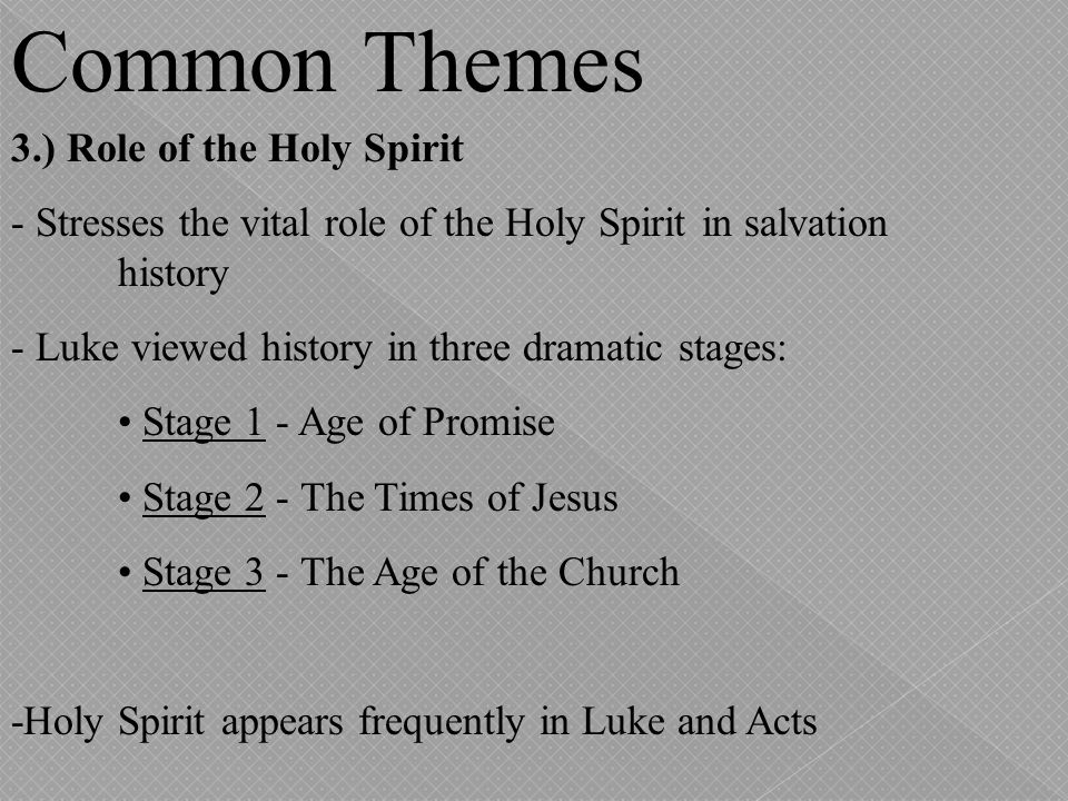 Common Themes 3.) Role of the Holy Spirit