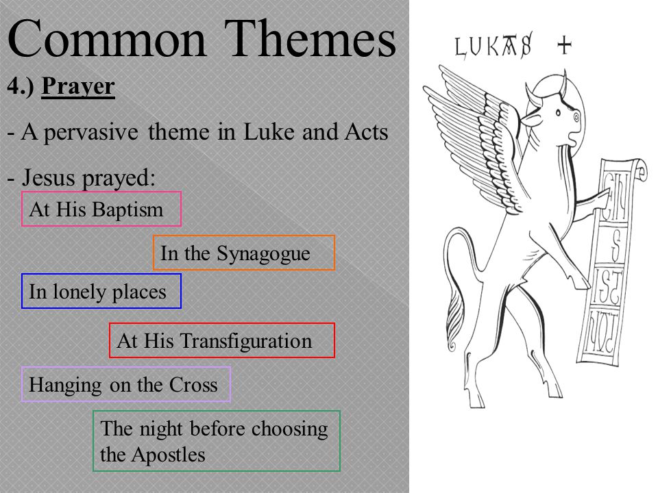 Common Themes 4.) Prayer - A pervasive theme in Luke and Acts