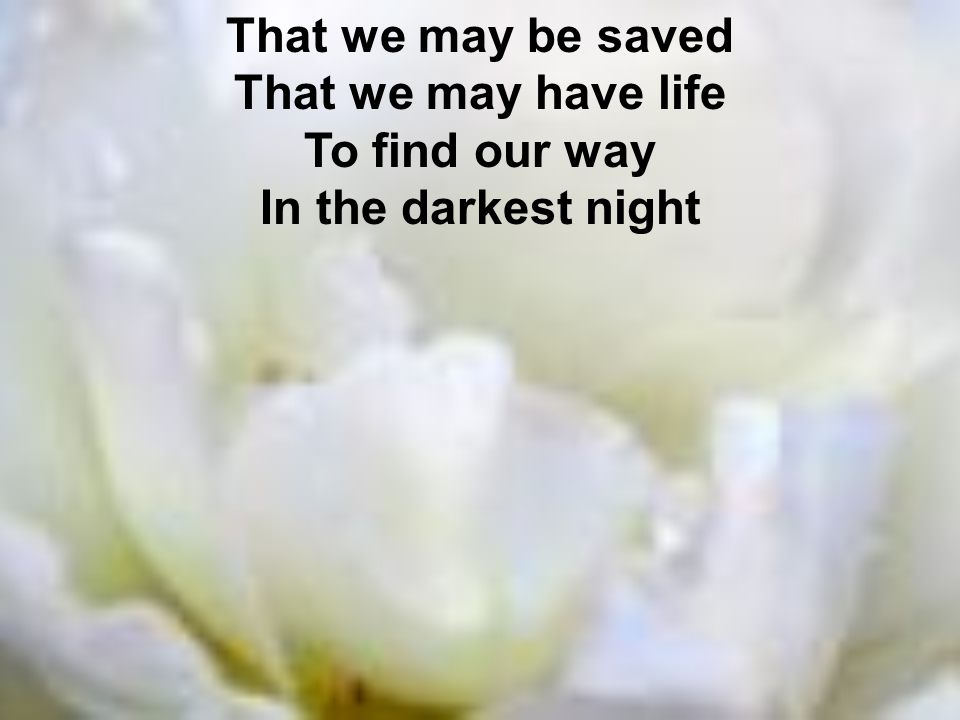 That we may be saved That we may have life To find our way In the darkest night