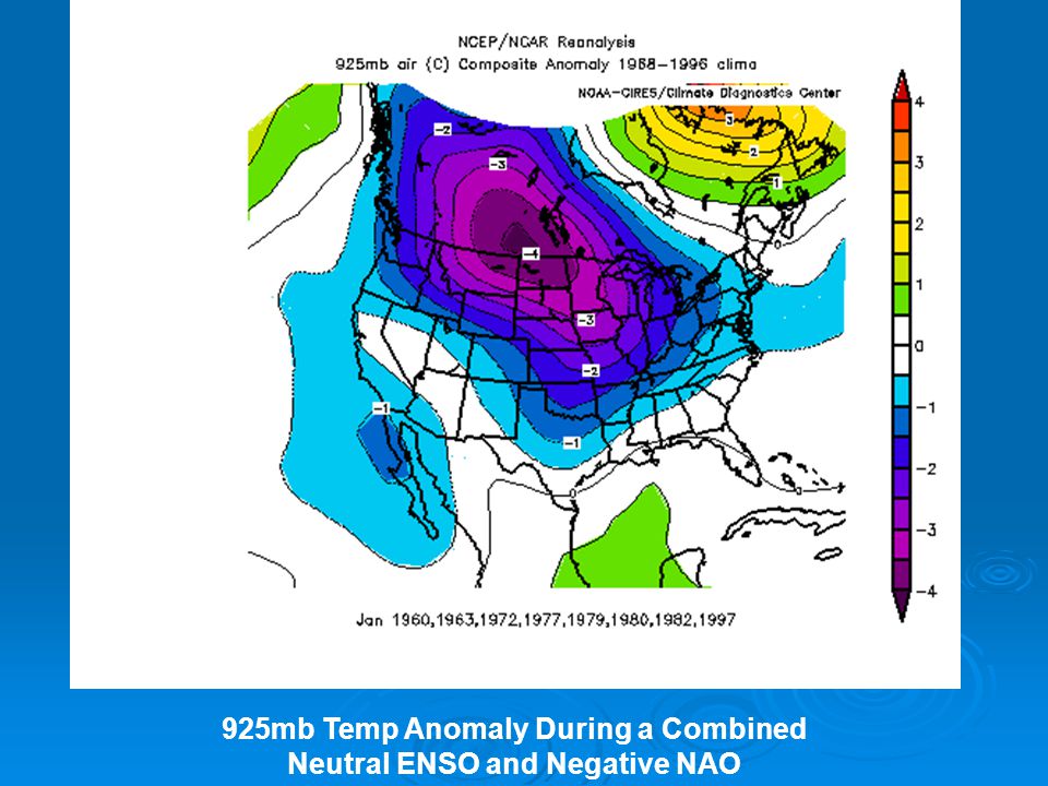 925mb Temp Anomaly During a Combined Neutral ENSO and Negative NAO