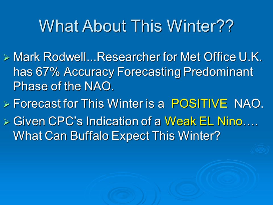 What About This Winter Mark Rodwell...Researcher for Met Office U.K. has 67% Accuracy Forecasting Predominant Phase of the NAO.
