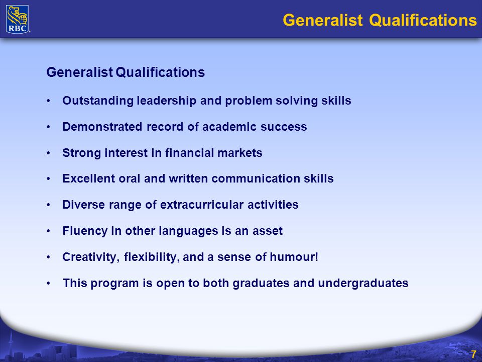 Generalist Qualifications