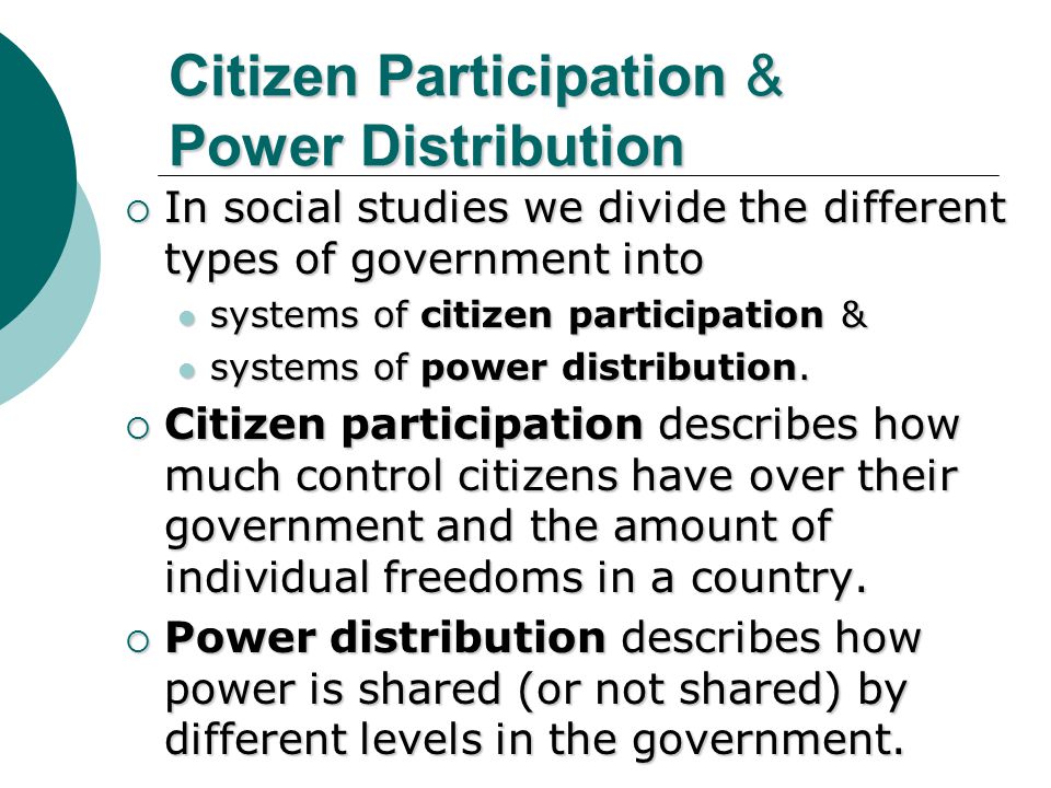 Citizen Participation & Power Distribution