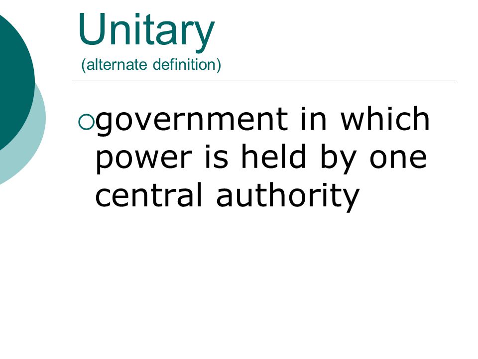 Unitary (alternate definition)