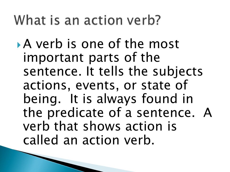 What is an action verb