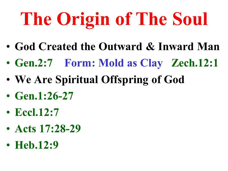 The Origin of The Soul God Created the Outward & Inward Man