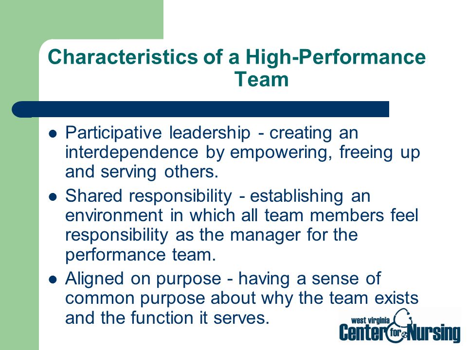 Characteristics of a High-Performance Team