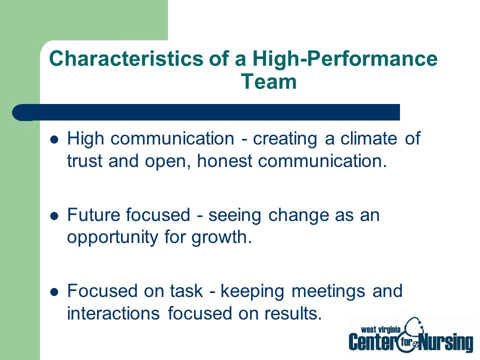 Characteristics of a High-Performance Team