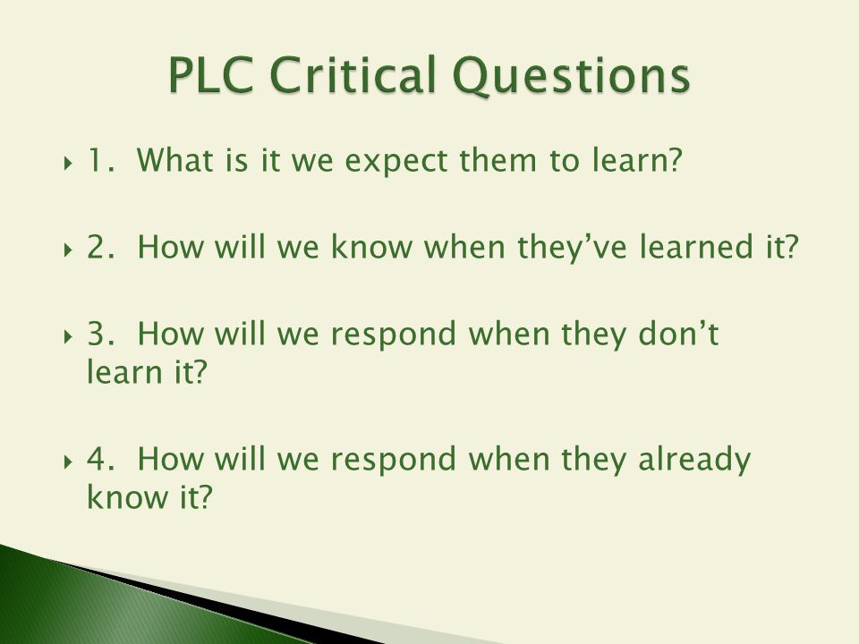 PLC Critical Questions
