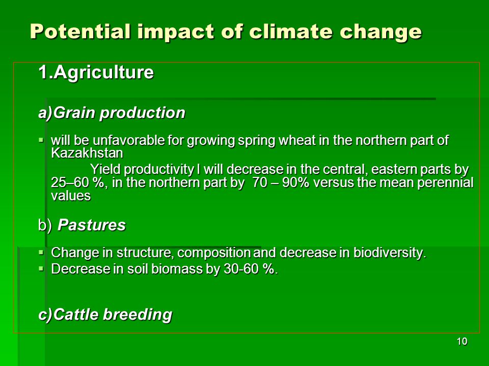 Potential impact of climate change