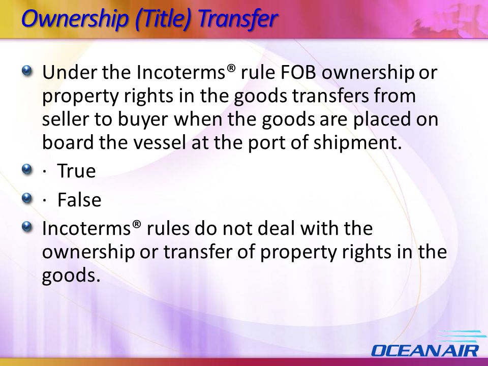 Ownership (Title) Transfer