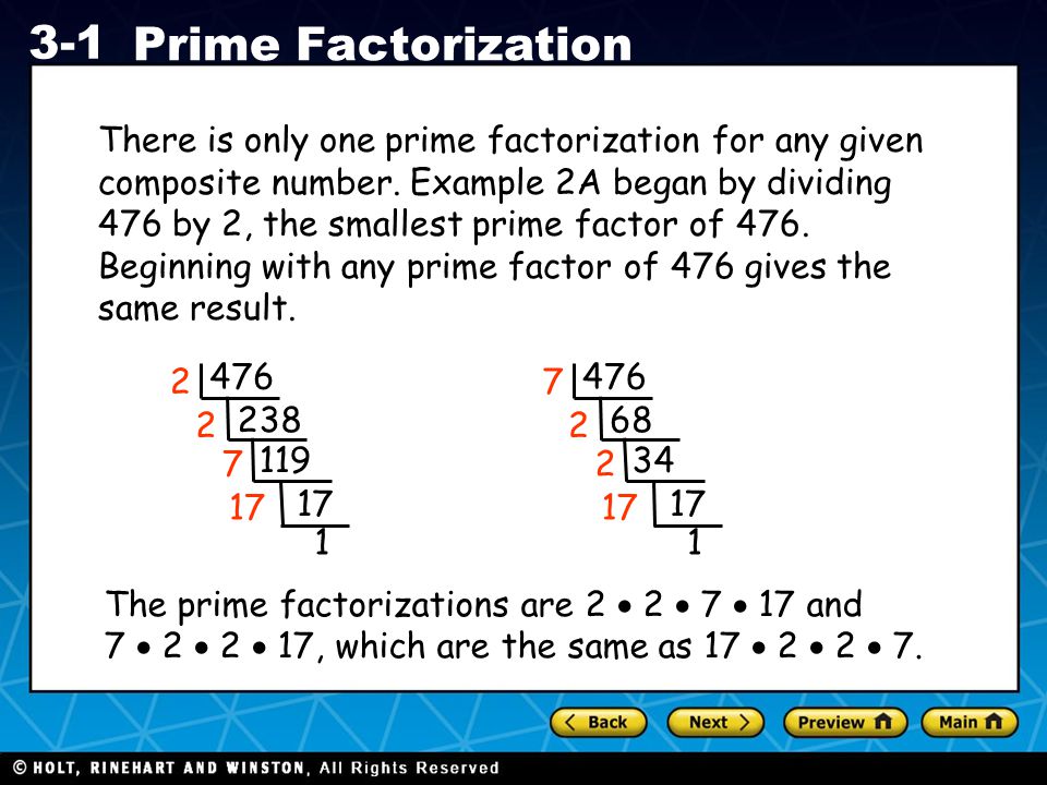 There is only one prime factorization for any given composite number