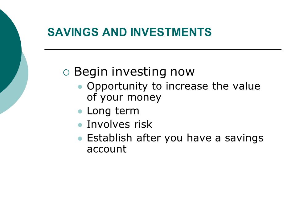 SAVINGS AND INVESTMENTS