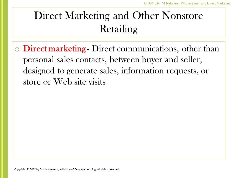 Direct Marketing and Other Nonstore Retailing