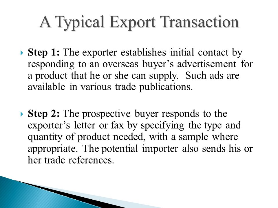 A Typical Export Transaction