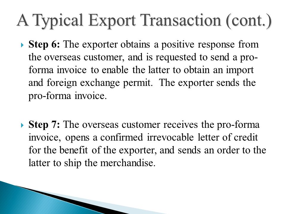A Typical Export Transaction (cont.)