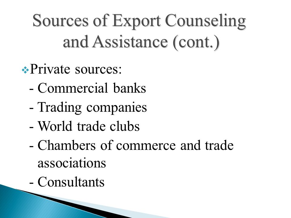 Sources of Export Counseling