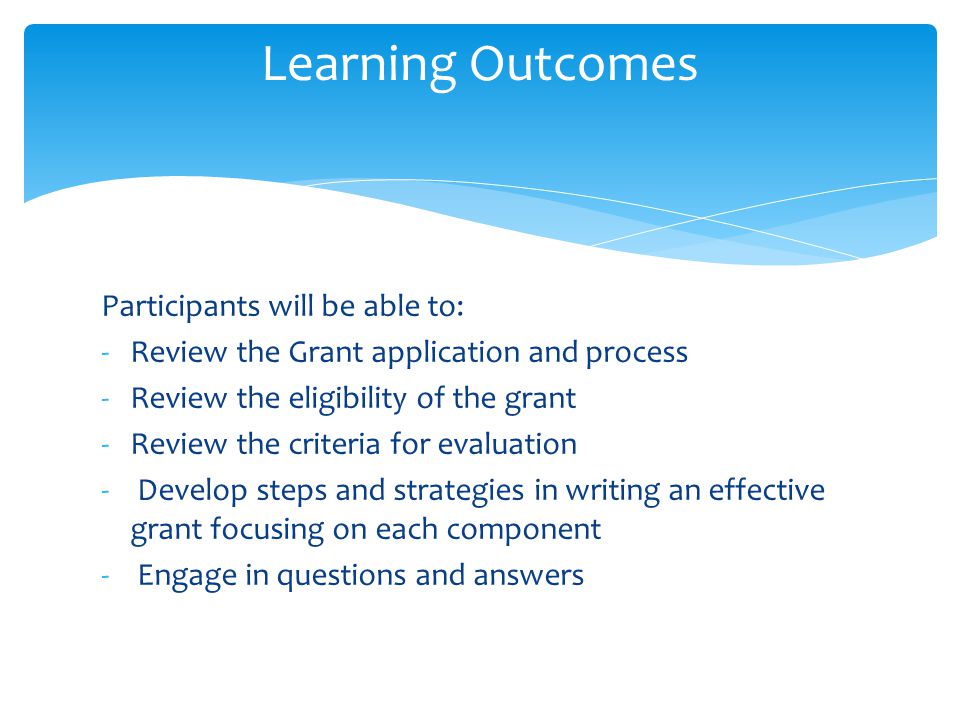 Learning Outcomes Participants will be able to: