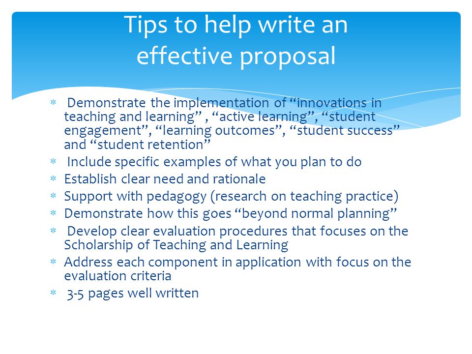 Tips to help write an effective proposal