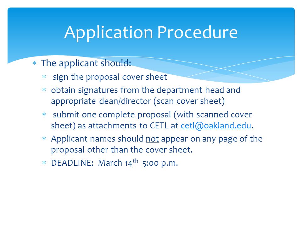 Application Procedure