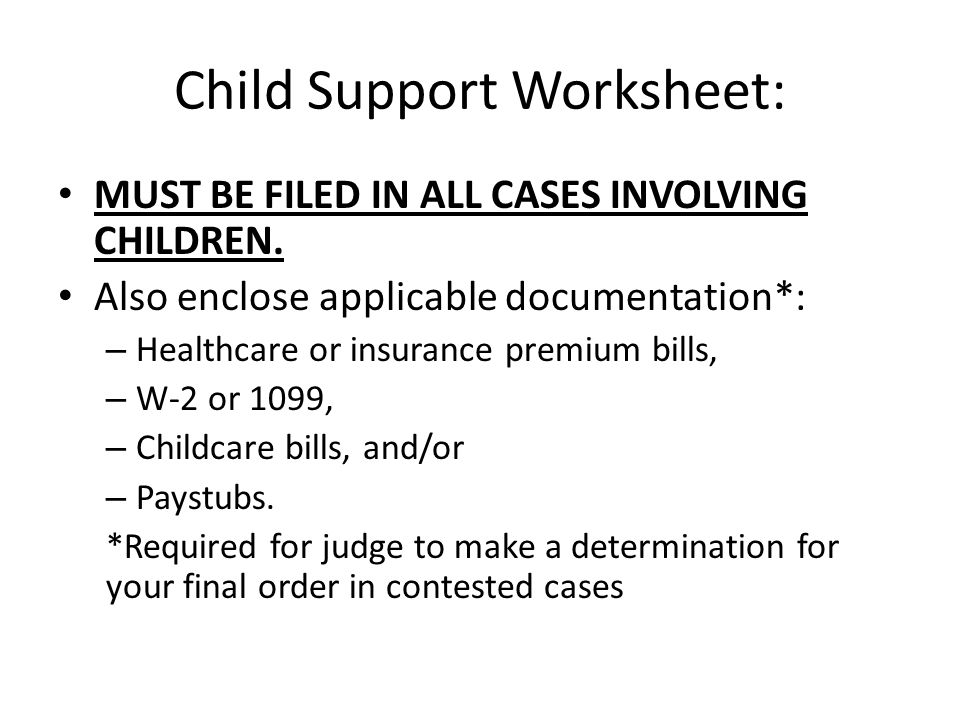 Child Support Worksheet: