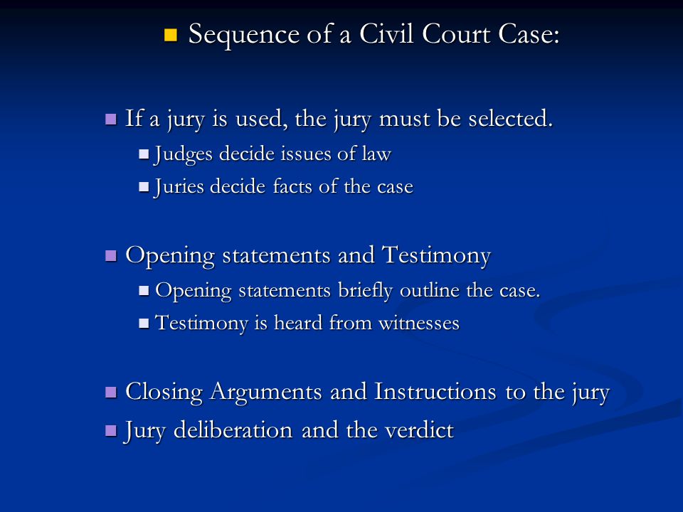 Sequence of a Civil Court Case: