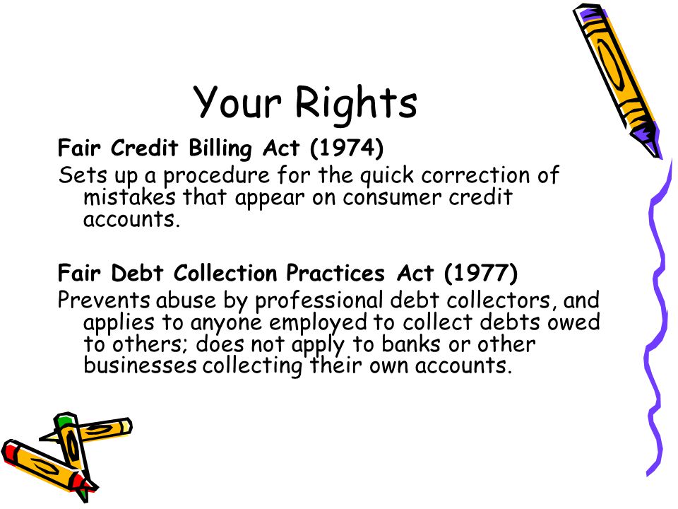 Your Rights Fair Credit Billing Act (1974)