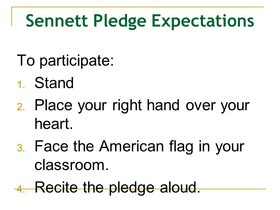 Sennett Pledge Expectations