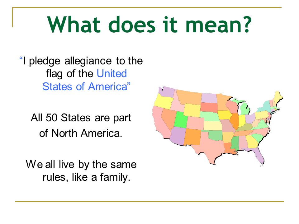 What does it mean I pledge allegiance to the flag of the United States of America All 50 States are part.