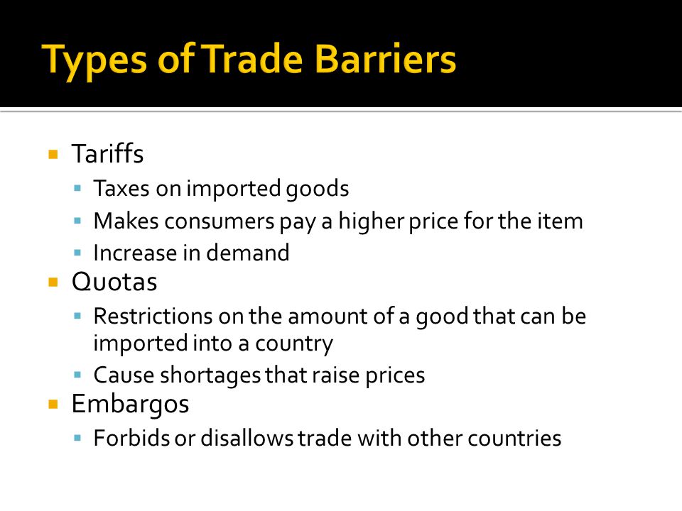 Types of Trade Barriers