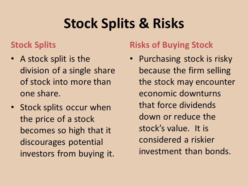 Stock Splits & Risks Stock Splits