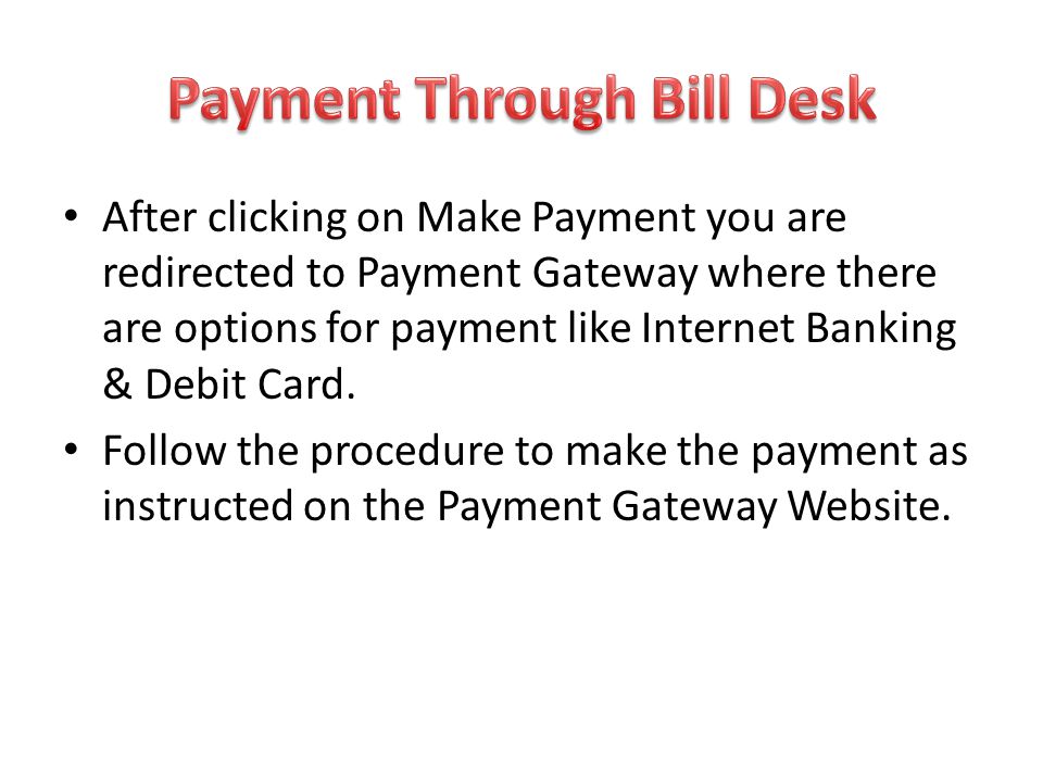 Payment Through Bill Desk
