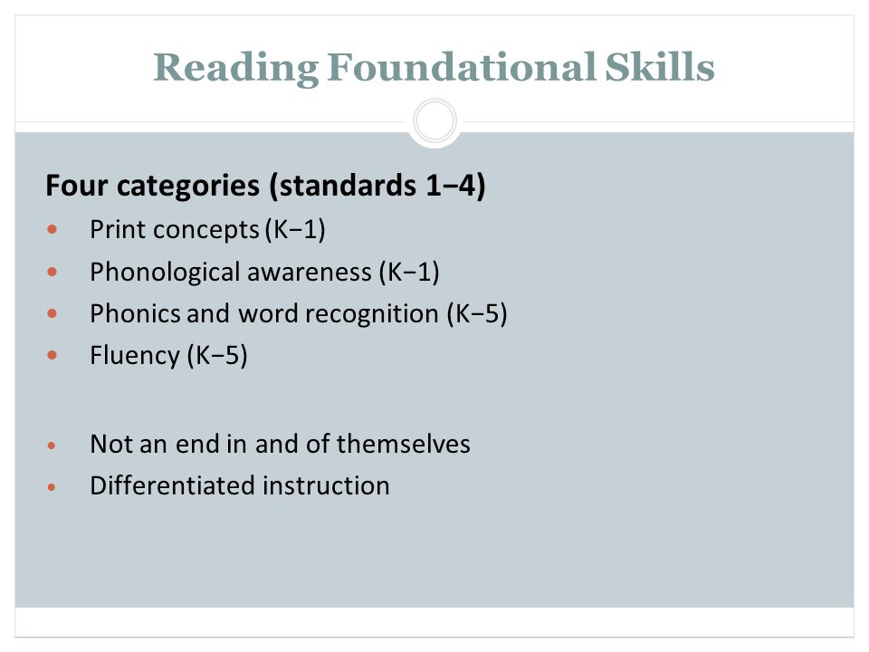 Reading Foundational Skills