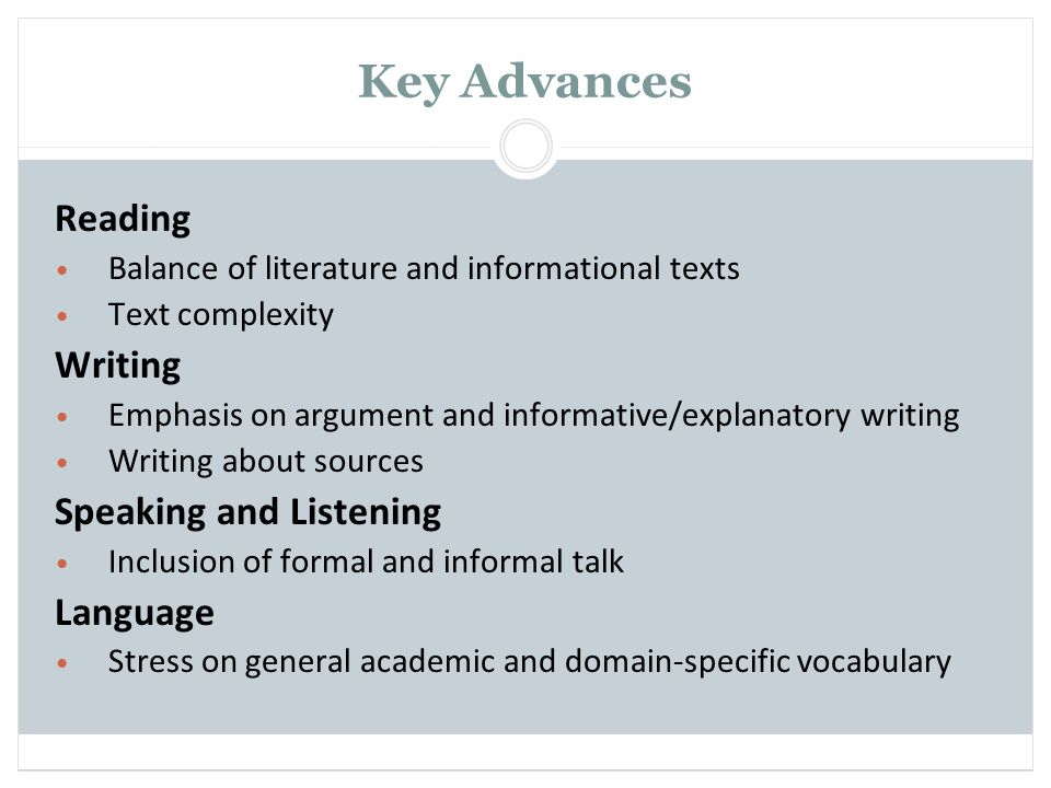 Key Advances Reading Writing Speaking and Listening Language