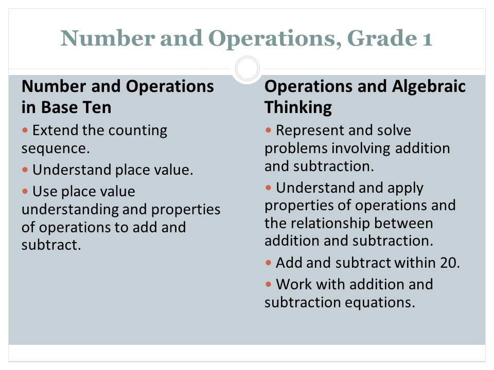 Number and Operations, Grade 1