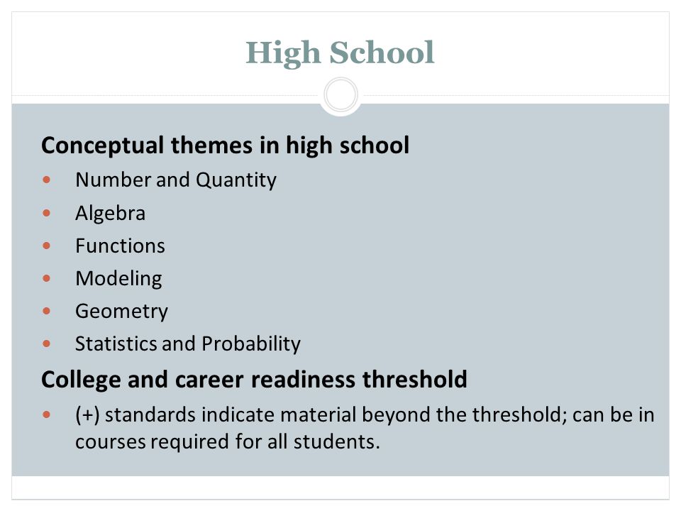 High School Conceptual themes in high school