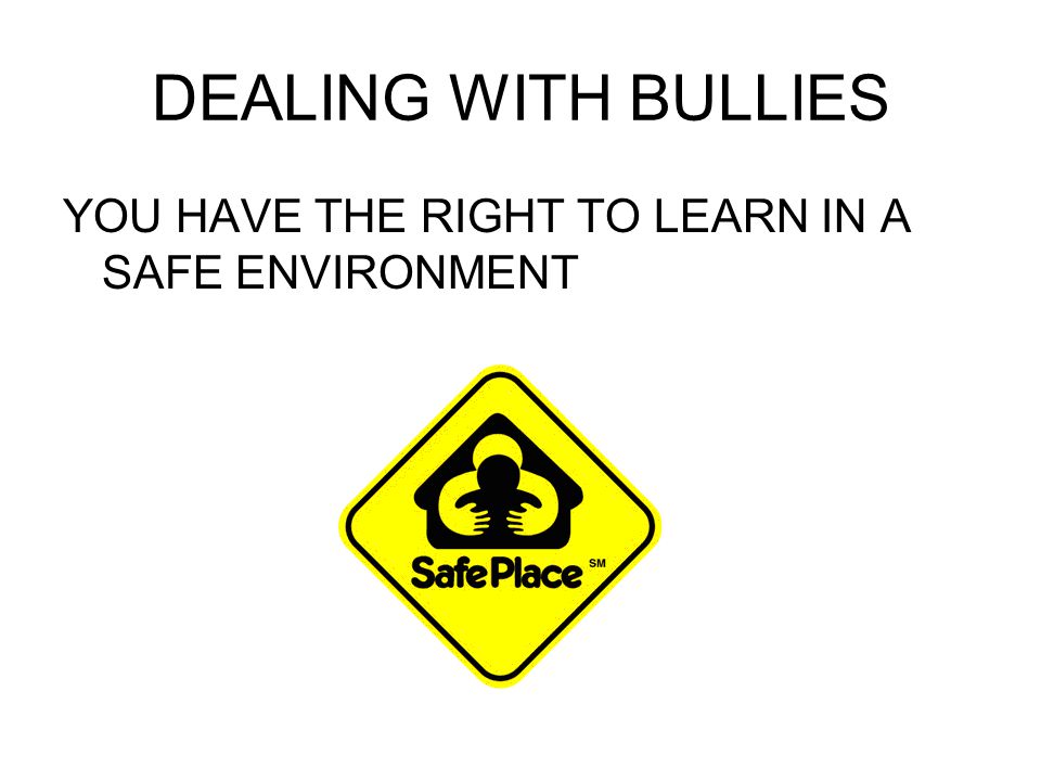 DEALING WITH BULLIES YOU HAVE THE RIGHT TO LEARN IN A SAFE ENVIRONMENT