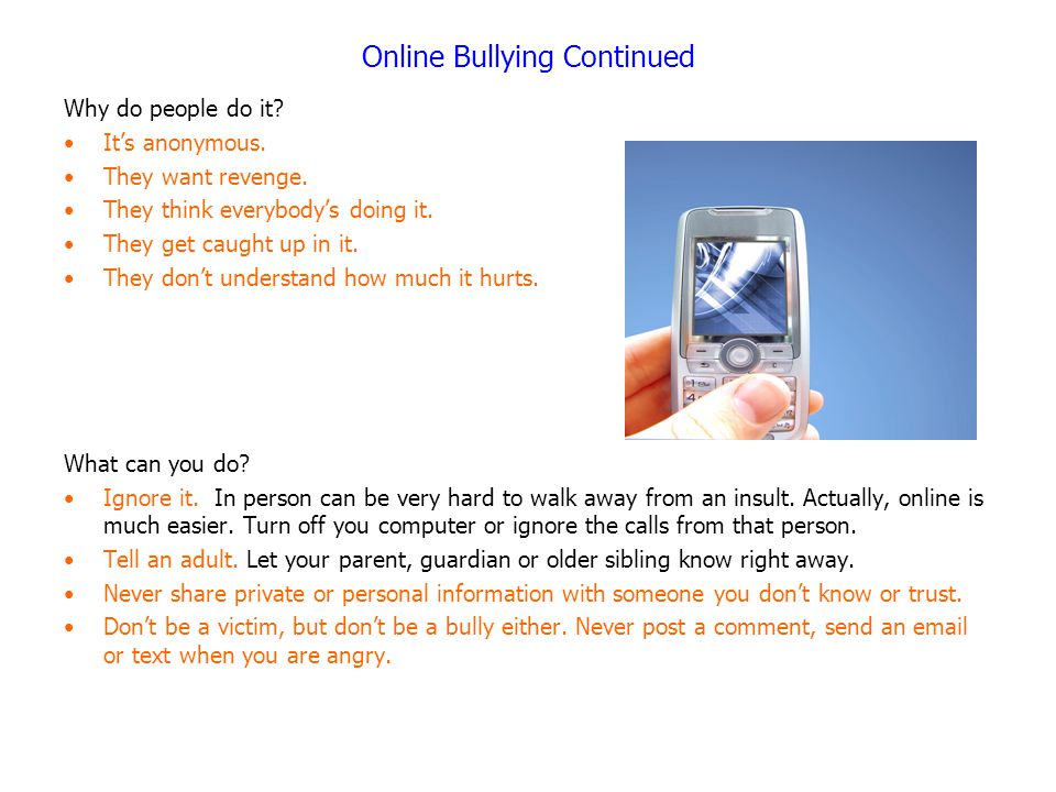 Online Bullying Continued