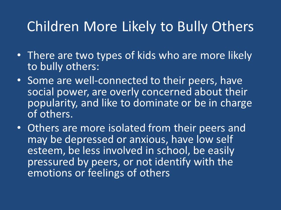 Children More Likely to Bully Others