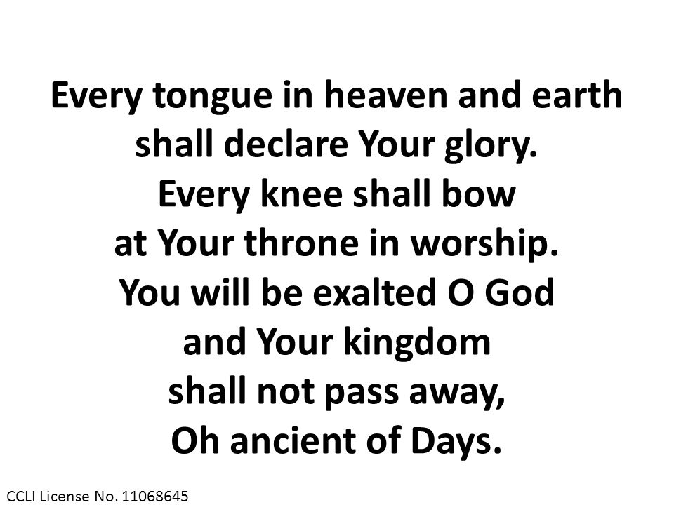 Every tongue in heaven and earth shall declare Your glory.